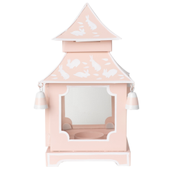 Fabulous pale pink/white bunnies handpainted pagoda lantern medium