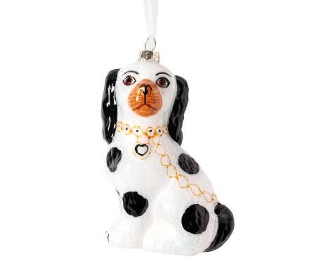Staffordshire Dog Black/White ornament