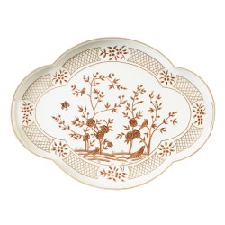 Incredible chinoiserie ivory/gold scalloped tray