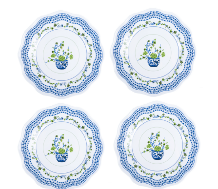 Set of 4 floral melamine salad plates