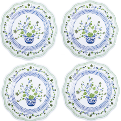 Set of 4 floral melamine dinner plates