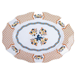Pagoda and floral melamine large serving tray