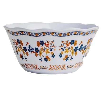 Pagoda and floral melamine mid sized serving bowl