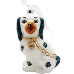Staffordshire Dog Blue/White ornament