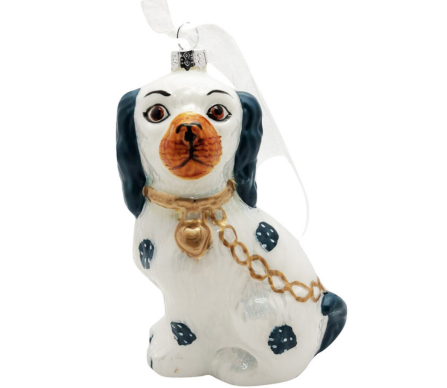 Staffordshire Dog Blue/White ornament