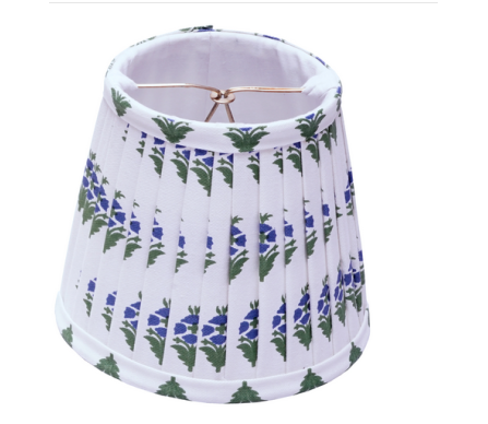 Beautiful new pleated lampshade in navy/green/white