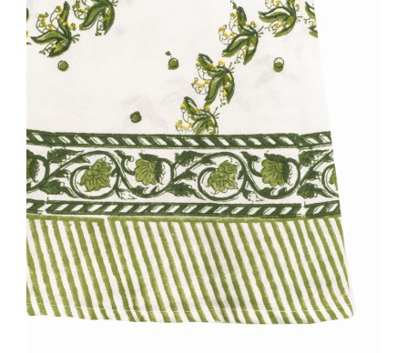 Fabulous green Lily of the Valley hand blocked tablecloth (3 sizes)