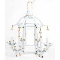 Incredible Pale Blue/Gold Chinoiserie Chandelier 