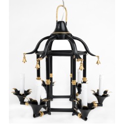 Incredible Black/Gold Chinoiserie Chandelier 