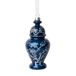 Beautiful new navy ginger jar ornament (4.5" size )