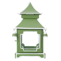 Beautiful mossy green/white medium pagoda hurricane