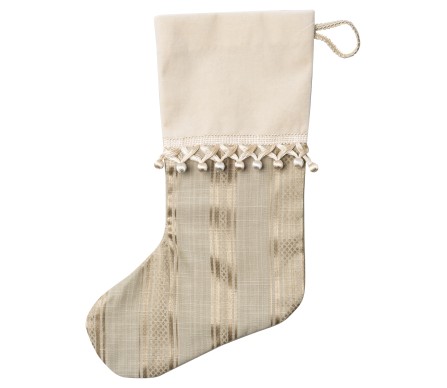 Gorgeous taupe/sage striped stocking