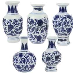Chic new set of 5 mini bud vases (dark  blue)
