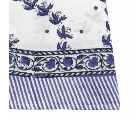 Fabulous blue Lily of the Valley hand blocked tablecloth (3 sizes)