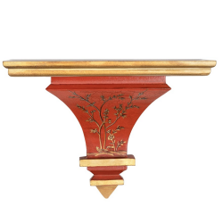 Incredible solid wood handpainted chinoiserie brackets dark red/gold