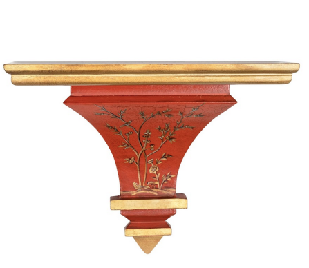 Incredible solid wood handpainted chinoiserie brackets dark red/gold