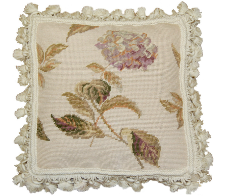 Gorgeous lavender hydrangea/floral needlepoint pillow