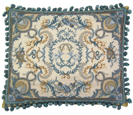 Incredible blue/brown needlepoint pillow