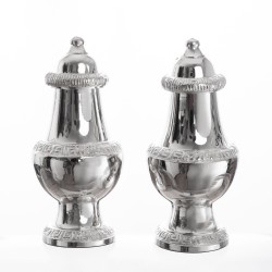 Large chunky Greek key silver salt and peppers