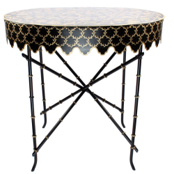 Spectacular black/gold handpainted tole scalloped table