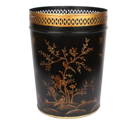Fabulous new chinoiserie waste paper basket in black/gold