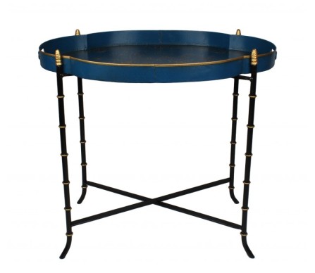 Stunning scalloped blue/gold tray table