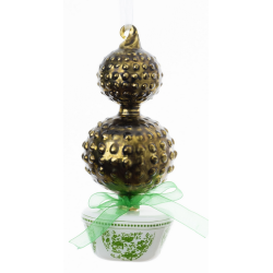 Wonderful green bow double topiary ornament