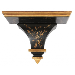 Incredible solid wood handpainted chinoiserie brackets black/gold