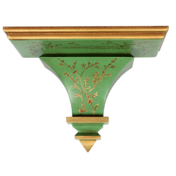 Incredible solid wood handpainted chioniserie brackets moss green/gold
