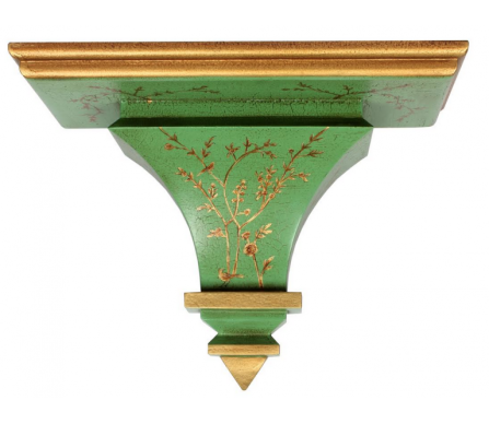 Incredible solid wood handpainted chioniserie brackets moss green/gold