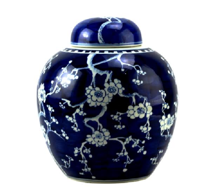 Incredible new navy large cherry blossom flat top jar