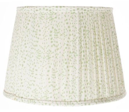 Stunning new pleated soft green dot lampshade