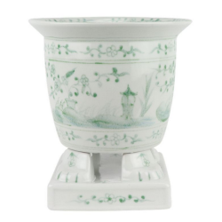 Incredible new footed porcelain footed planter (green)