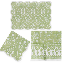 Beautiful handblocked linens soft green floral