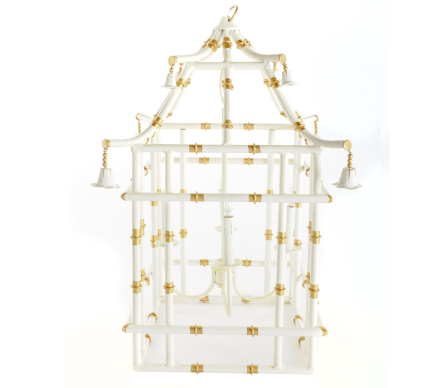 Ivory with gold bamboo lantern (2 sizes)