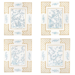Incredible new chinoiserie ivory/blue handpainted art