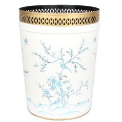 Fabulous new chinoiserie waste paper basket in ivory/blue