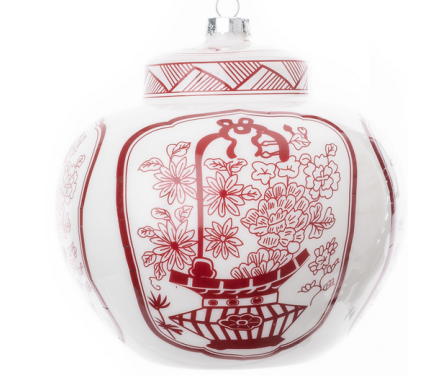 Beautiful new flat top red/white jar ornament