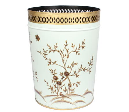 Fabulous new chinoiserie waste paper basket in pale green/gold