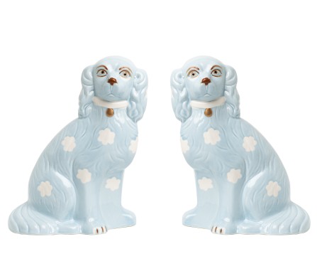 Fabulous new pale blue medium Staffordshire pair of dogs 