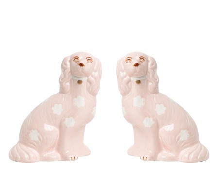 Fabulous new pale pink medium Staffordshire pair of dogs 