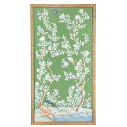 Spectacular handpainted chinoiserie mural pattern #3 (mossy green)