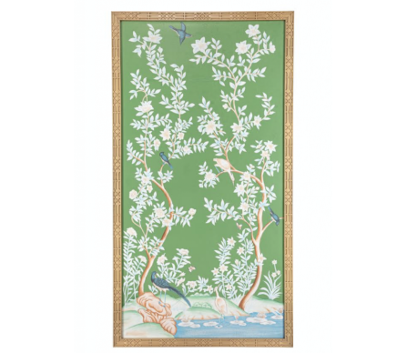 Spectacular handpainted chinoiserie mural pattern #3 (mossy green)