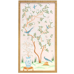 Fabulous new handpainted pale pink chinoiserie framed panel 