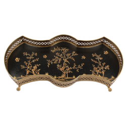 Incredible black/gold scalloped chinoiserie trinket/vanity tray 