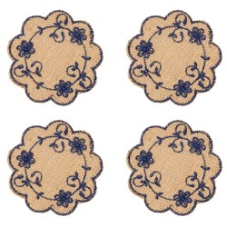 Beautiful set of embroidered scalloped coasters