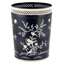 Fabulous new chinoiserie waste paper basket in navy/white