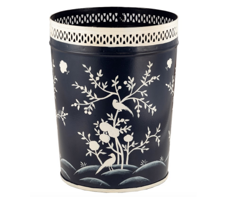Fabulous new chinoiserie waste paper basket in navy/white