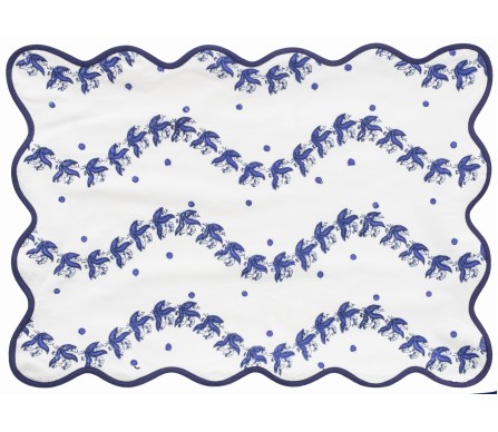 Fabulous set of 4 Lily of the Valley placemats (blue) 