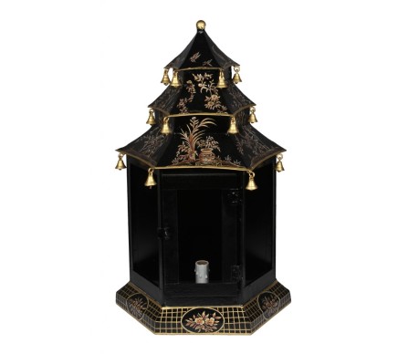 Fabulous new mid sized pagoda sconce in black/gold